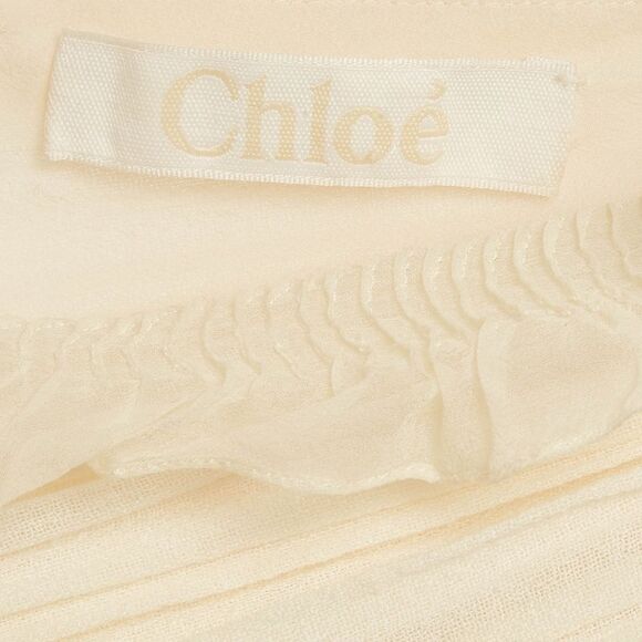 Chloe Cream Pintucked Linen Lace Panelled Maxi Dress S - Picture 4 of 5